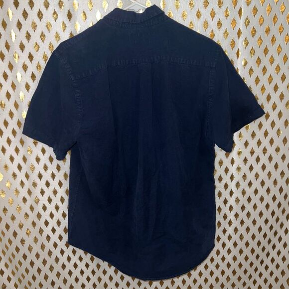 Men’s casual button down short sleeve shirt blue size L slim - Picture 2 of 3